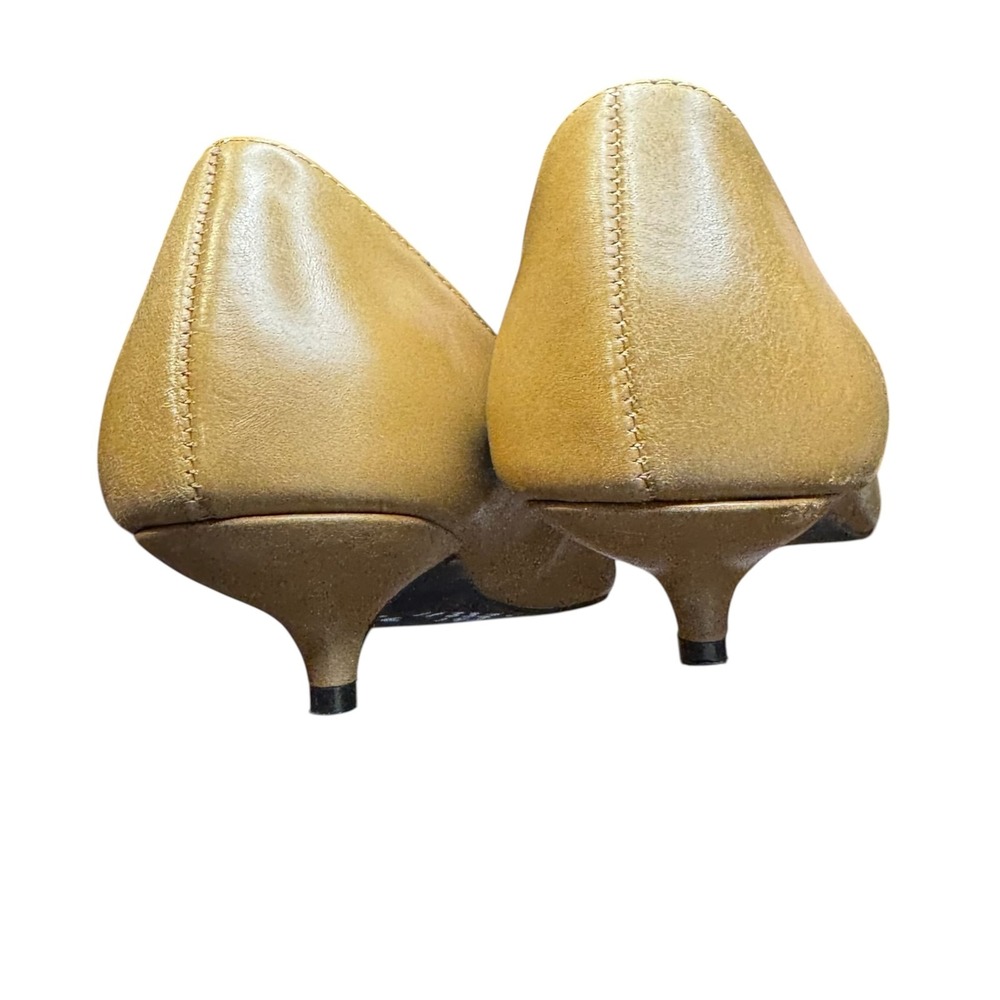 Nine West Ravin Womens 8.5 Beige Leather Pointed Toe Kitten Heel Pumps 26980414 - Picture 7 of 10